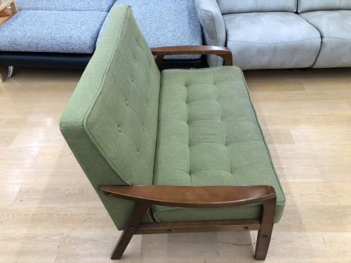 2人掛けソファー ブラウン×グリーン