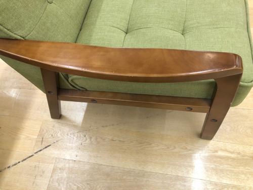 2人掛けソファー ブラウン×グリーン