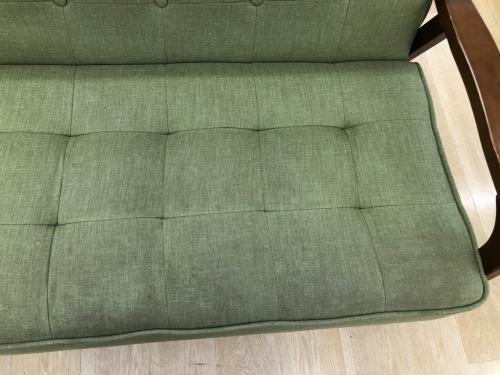 2人掛けソファー ブラウン×グリーン