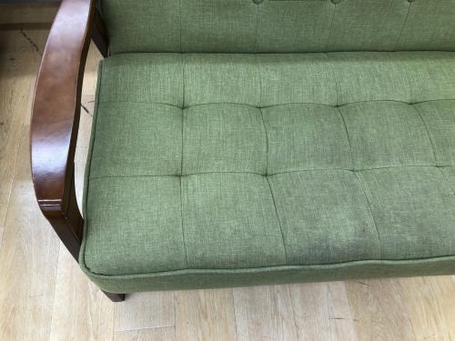 2人掛けソファー ブラウン×グリーン