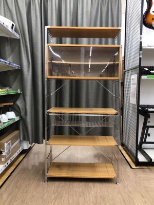 ステンレスユニットナチュラル×シルバー ガラス2枚扉付 ハイタイプ