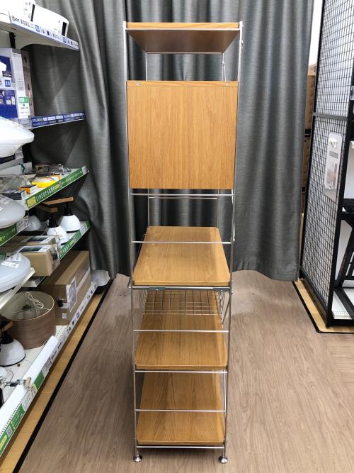 ステンレスユニットナチュラル×シルバー ガラス2枚扉付 ハイタイプ