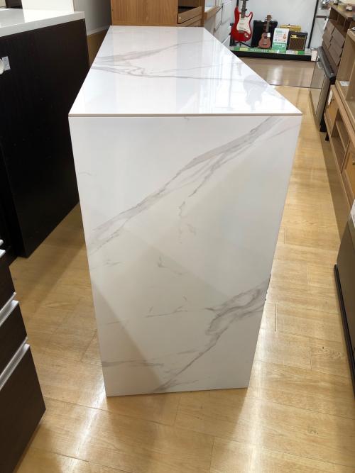 KIMURA (キムラ) 大理石調キッチンカウンター ホワイト 現行販売品 1枚扉 3段引き出し セラミック天板 モデル名:SIENA140