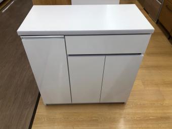 3枚扉キッチンカウンター ホワイト 252 引き出し付
