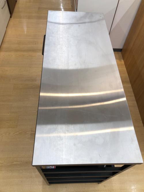 ニトリ キッチンカウンター ナチュラル×シルバー引き出し付 ステンレス天板