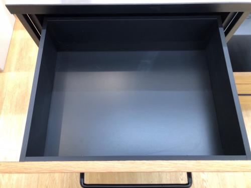 ニトリ キッチンカウンター ナチュラル×シルバー引き出し付 ステンレス天板