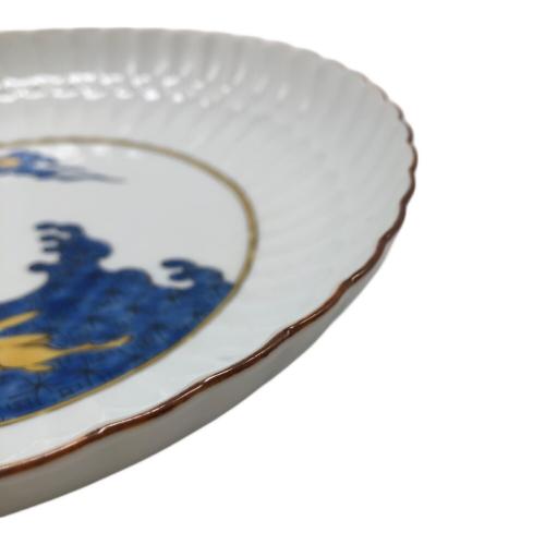 中村元風 今九谷凛輪花 青海波ニ兎図皿　未使用品