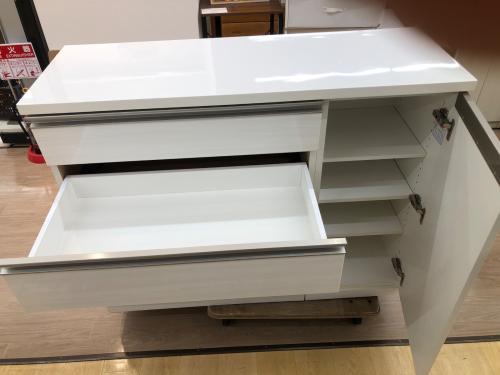 1枚扉キッチンカウンター ホワイト  引き出し4段