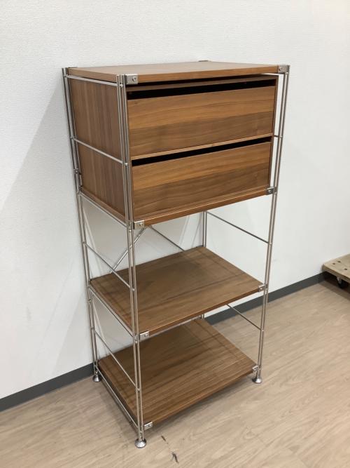 無印良品 (ムジルシリョウヒン) ユニットシェルフ ブラウン×シルバー 80 3段 引き出し2段付