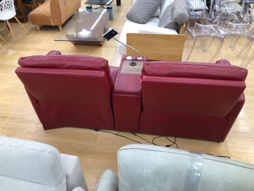 ニトリ 電動リクライニングソファ レッド スレ・キズ複数有