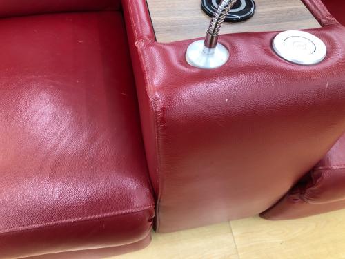 ニトリ 電動リクライニングソファ レッド スレ・キズ複数有