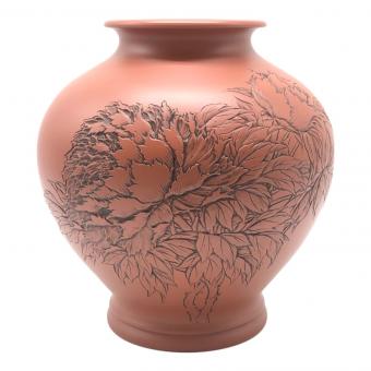 常滑焼 (トコナメヤキ) 花瓶 朱泥 陶元しるす