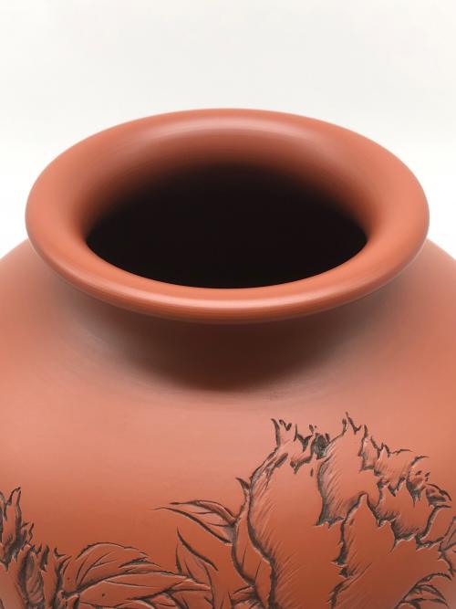 常滑焼 (トコナメヤキ) 花瓶 朱泥 陶元しるす