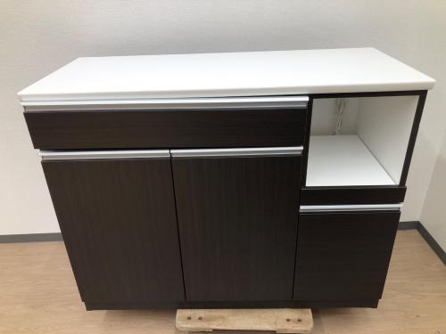 3枚扉キッチンカウンター ダークブラウン ニトリ