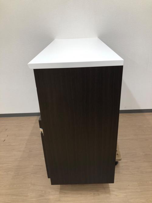 3枚扉キッチンカウンター ダークブラウン ニトリ