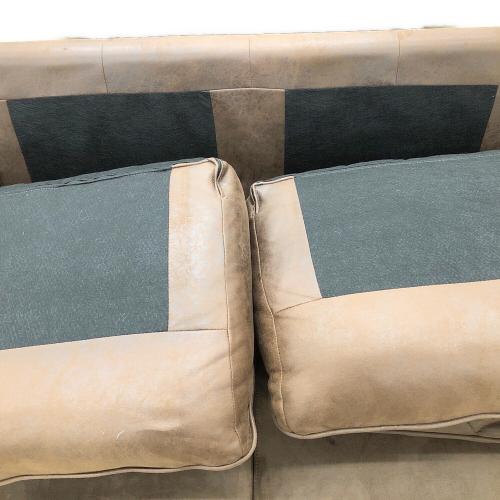 2人掛けソファー ブラウン  クッション付 レザーテックス