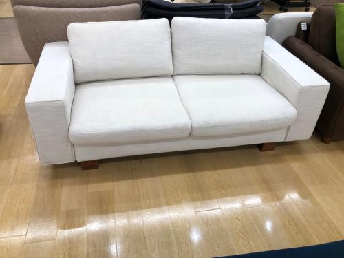 ACTUS (アクタス) 2人掛けソファー ホワイト  オットマン付 ファブリック