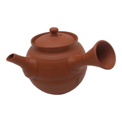 常滑焼 (トコナメヤキ) 急須 六歌仙彫付横手朱泥急須 村越風月 作 箱・ウコン布・陶歴付