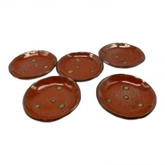 常滑焼 (トコナメヤキ) 朱天目銘々皿揃 久田重義 作