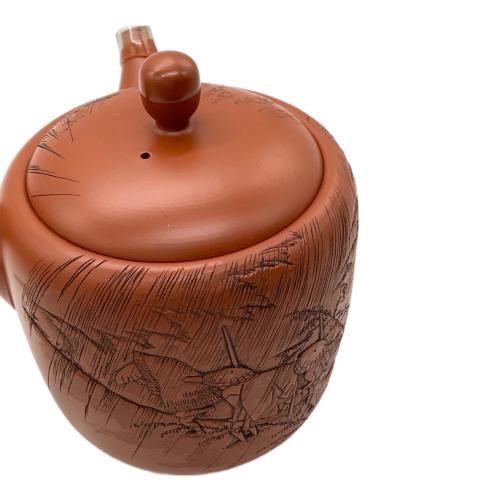 常滑焼 (トコナメヤキ) 朱泥彫込急須 歌川広重【東海道五十三次