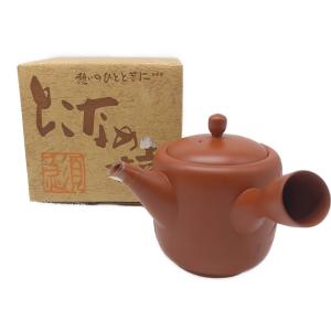 常滑焼 (トコナメヤキ) 朱泥彫込急須 歌川広重【東海道五十三次】「保土ヶ谷」 新町橋 伝統工藝士 吉川雪堂 作