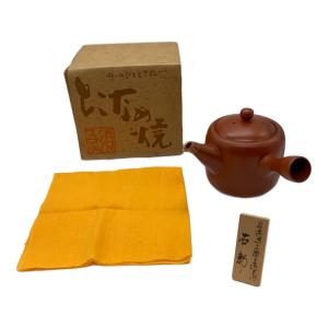 常滑焼 (トコナメヤキ) 朱泥彫込急須 歌川広重【東海道五十三次】「石部」目川ノ里 伝統工藝士 吉川雪堂 作