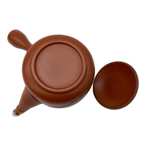 常滑焼 (トコナメヤキ) 朱泥彫込急須 歌川広重【東海道五十三次】「石部」目川ノ里 伝統工藝士 吉川雪堂 作