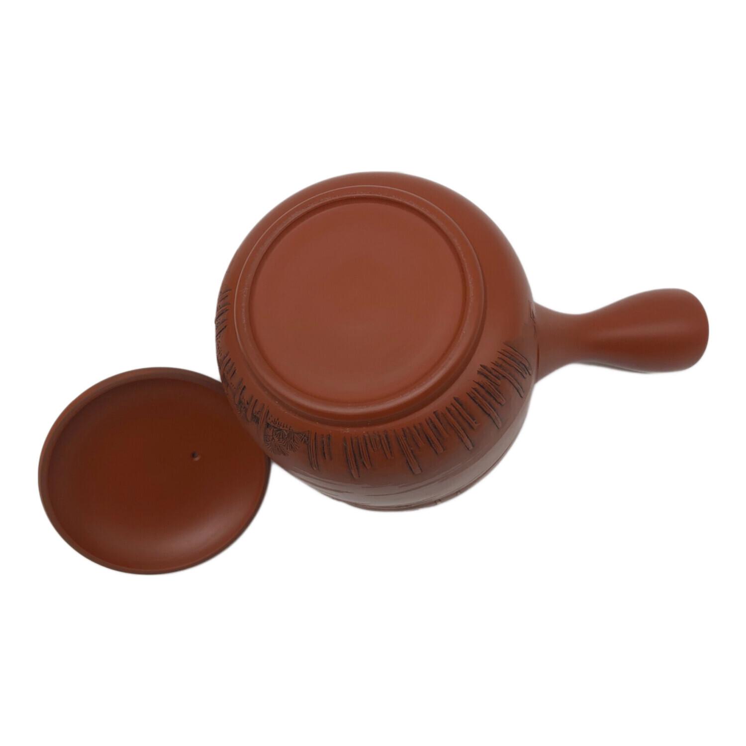 常滑焼 (トコナメヤキ) 朱泥彫込急須 歌川広重【東海道五十三次