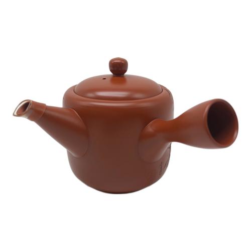 常滑焼 (トコナメヤキ) 朱泥彫込急須 歌川広重【東海道五十三次】「江尻」三保遠景 伝統工藝士 吉川雪堂 作