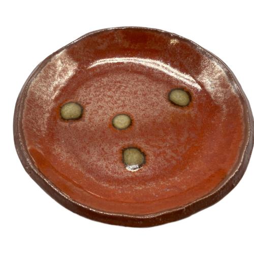 常滑焼 (トコナメヤキ) 朱天目銘々皿揃 久田重義 作