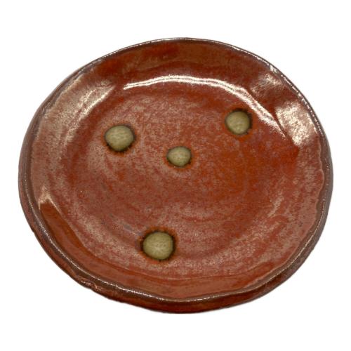 常滑焼 (トコナメヤキ) 朱天目銘々皿揃 久田重義 作