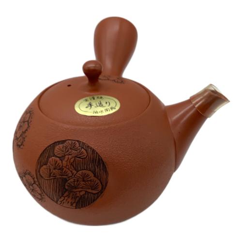 常滑焼 (トコナメヤキ) 朱泥彫込急須 磯村拍水 作