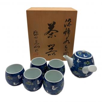 源右衛門窯 (ゲンエモンガマ) 湯呑み揃え 染錦水鳥図