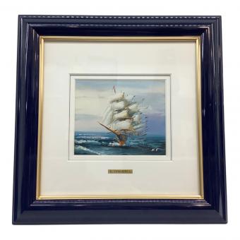 油彩 山下克己 帆船 キズ有