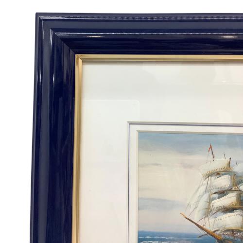 油彩 山下克己 帆船 キズ有