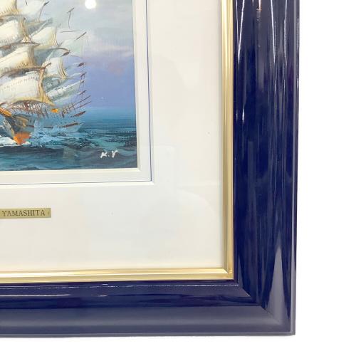 油彩 山下克己 帆船 キズ有