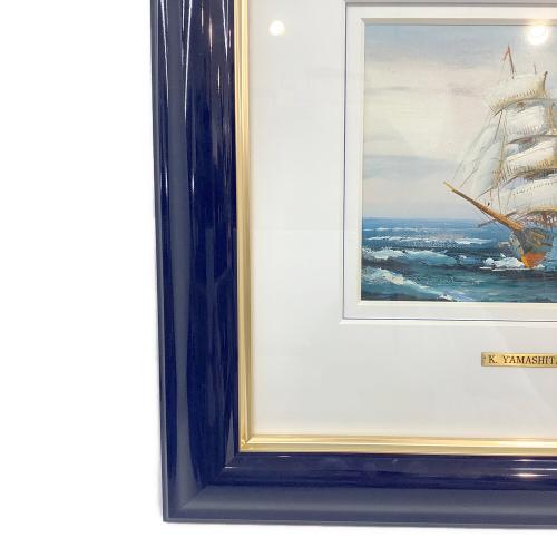 油彩 山下克己 帆船 キズ有