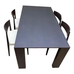 arflex (アルフレックス) ダイニング5点セット ダークブラウン×ホワイト テーブル：REKTA チェア：SHIN