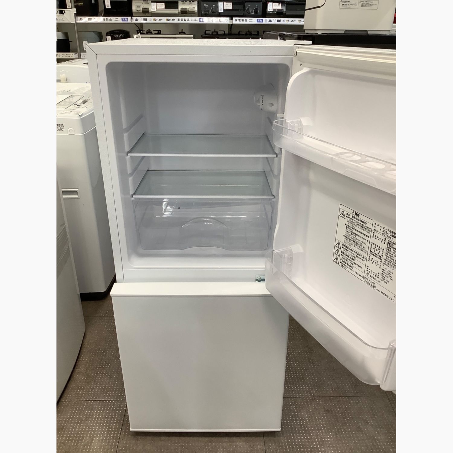 動作保証あり】NITORI 2021年 NTR-106WH 106L 直冷式 2ドア 冷凍冷蔵庫 