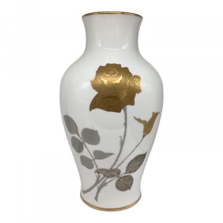メ4741 大倉陶園 OKURA フラワーベース 花瓶 金蝕薔薇 大倉陶園 (オオクラトウエン) 花瓶 金蝕バラ 36cm｜トレファクONLINE