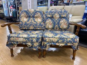 飛騨産業 (ヒダサンギョウ) 2人掛けソファー  穂高  ネイビー×ブラウン