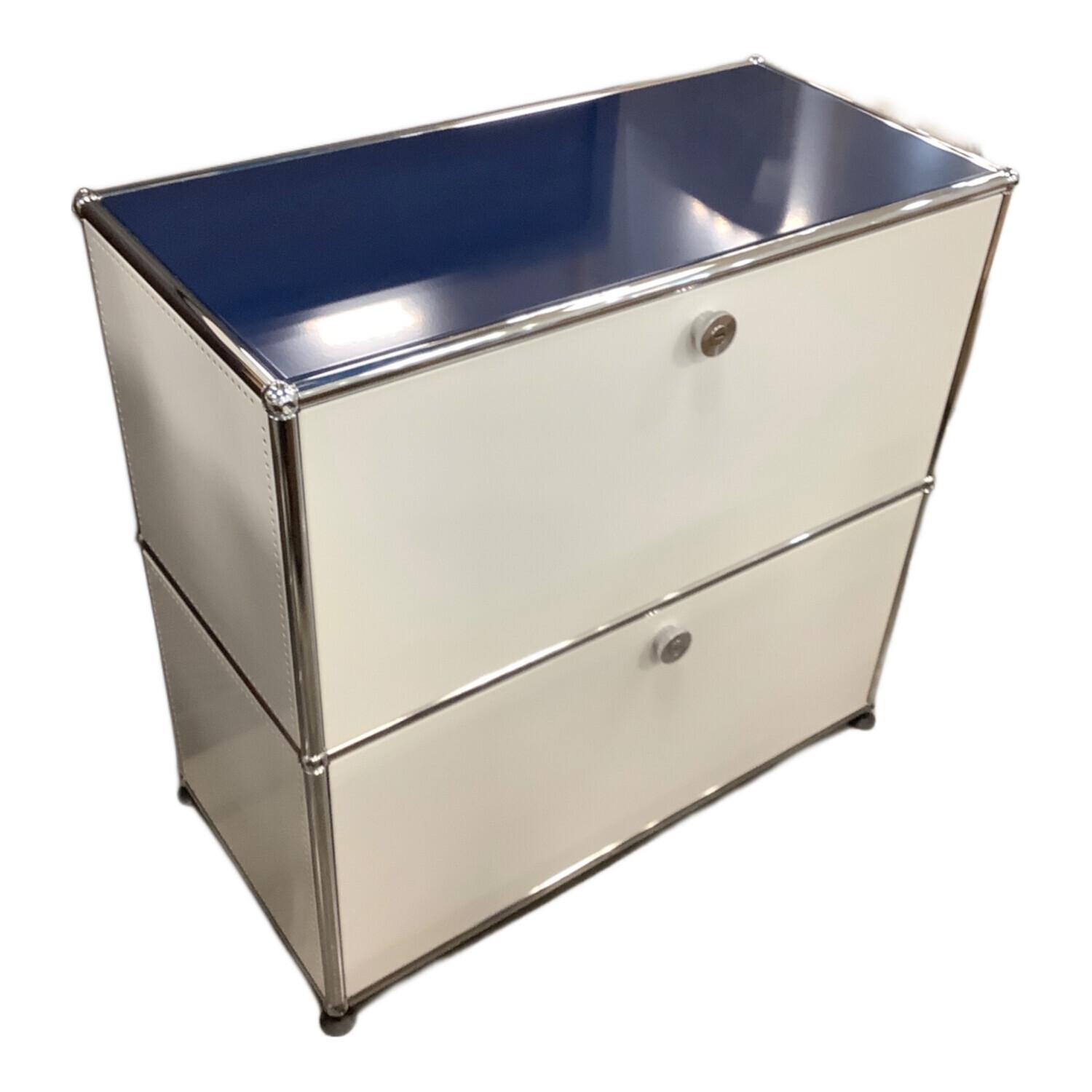 USMハラー キャビネット ブルー×ホワイト 117 フラップ扉 2段