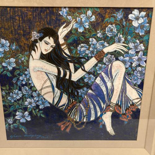 427夜想曲 絵画 オリジナル 岩絵具 陳貴平(チン・グイピン) 保証書付 @