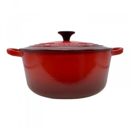 割引中　LE CREUSET 両手鍋 赤14センチ(新品未使用) LE CREUSET (ルクルーゼ) 両手鍋 SIZE 22cm レッド ココット・ロンド