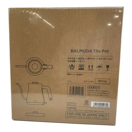 BALMUDA (バルミューダデザイン) 電気ケトル The Pot ホワイト K07A-WH 0.6L 程度S(未使用品) 未使用品