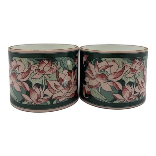 HERMES (エルメス) キッチン雑貨 ナプキンリング フラワー グリーン×ピンク