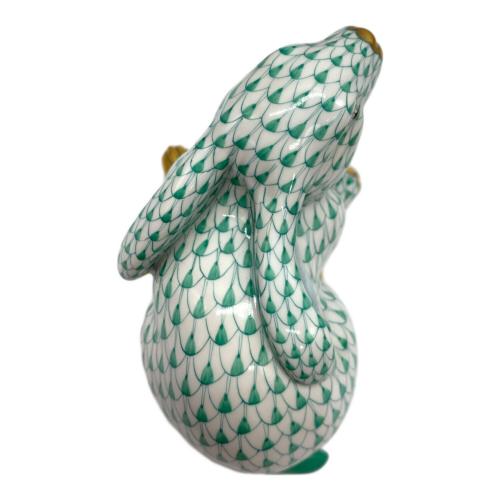 Herend (ヘレンド) うさぎ置物 本体のみ グリーン×ホワイト