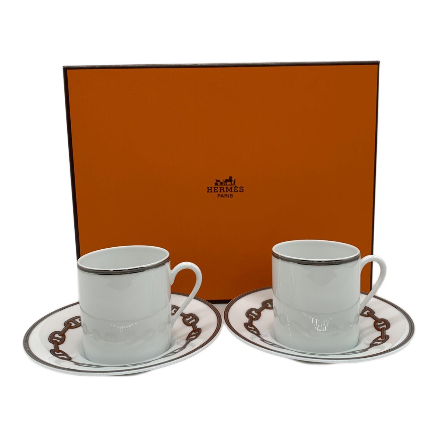HERMES (エルメス) デミタスカップ&ソーサー シェーヌダンクル ペア