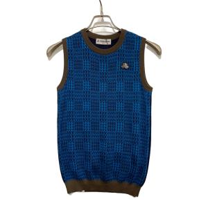 Black&White (ブラックアンドホワイト) ゴルフウェア(トップス) レディース SIZE M ブルー×ブラウン タグ付き ニットベスト BLF2003KC