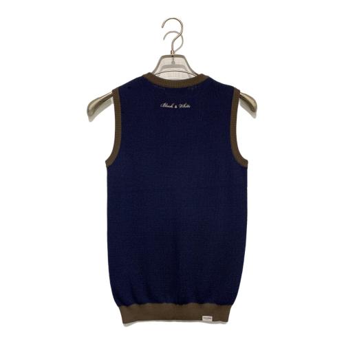 Black&White (ブラックアンドホワイト) ゴルフウェア(トップス) レディース SIZE M ブルー×ブラウン タグ付き ニットベスト BLF2003KC